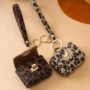 Women's Leopard Print PU Leather Keychain with Zip Closure Coin Pouch - Keychain for Car Keys, Bold Fashion Charm, Mini Change Wallet Pendant for Keys, Handbags, Stylish Everyday Carry Gift