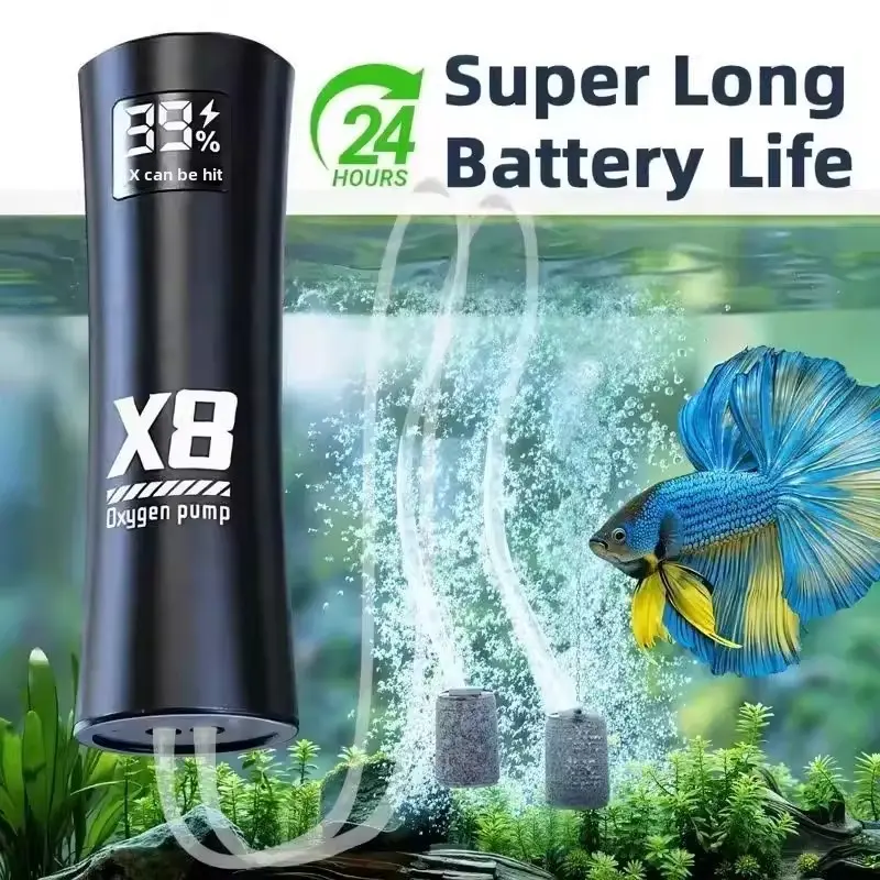 1pcs Oxygen Pump, Quiet and Powerful Aquarium Air Pump, Fish Tank Pump, Rechargeable High-Power Aeration Machine, Aerator, Ideal for Fishing and Aquaculture, Aquarium Accessories