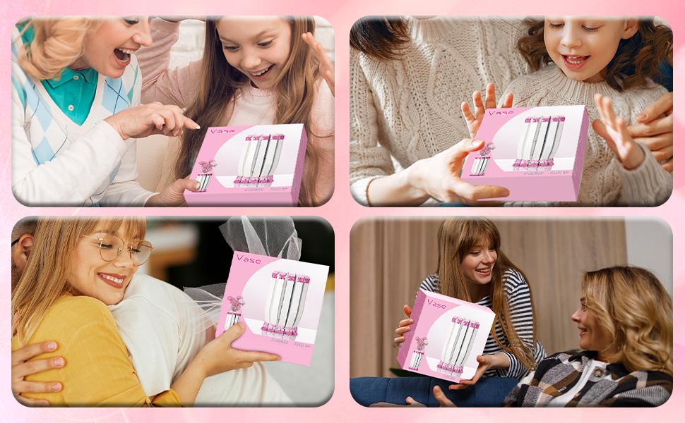 TENHORSES Pink Vase for Lego Flower Bouquet Building Decoration Set and Artificial Flowers, Ideal for Valentine's Day Gifts for Girls Box Decorative Colorful Fruit Plants Ornaments