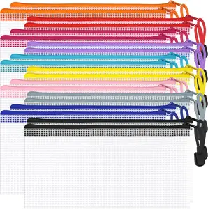 20Pack Mesh Zipper Pouch Bags,  9.5x4.5 Inch Pencil Pouches Bulk for Storage, Teacher School, Toys, Puzzle, Office, 10 Colors