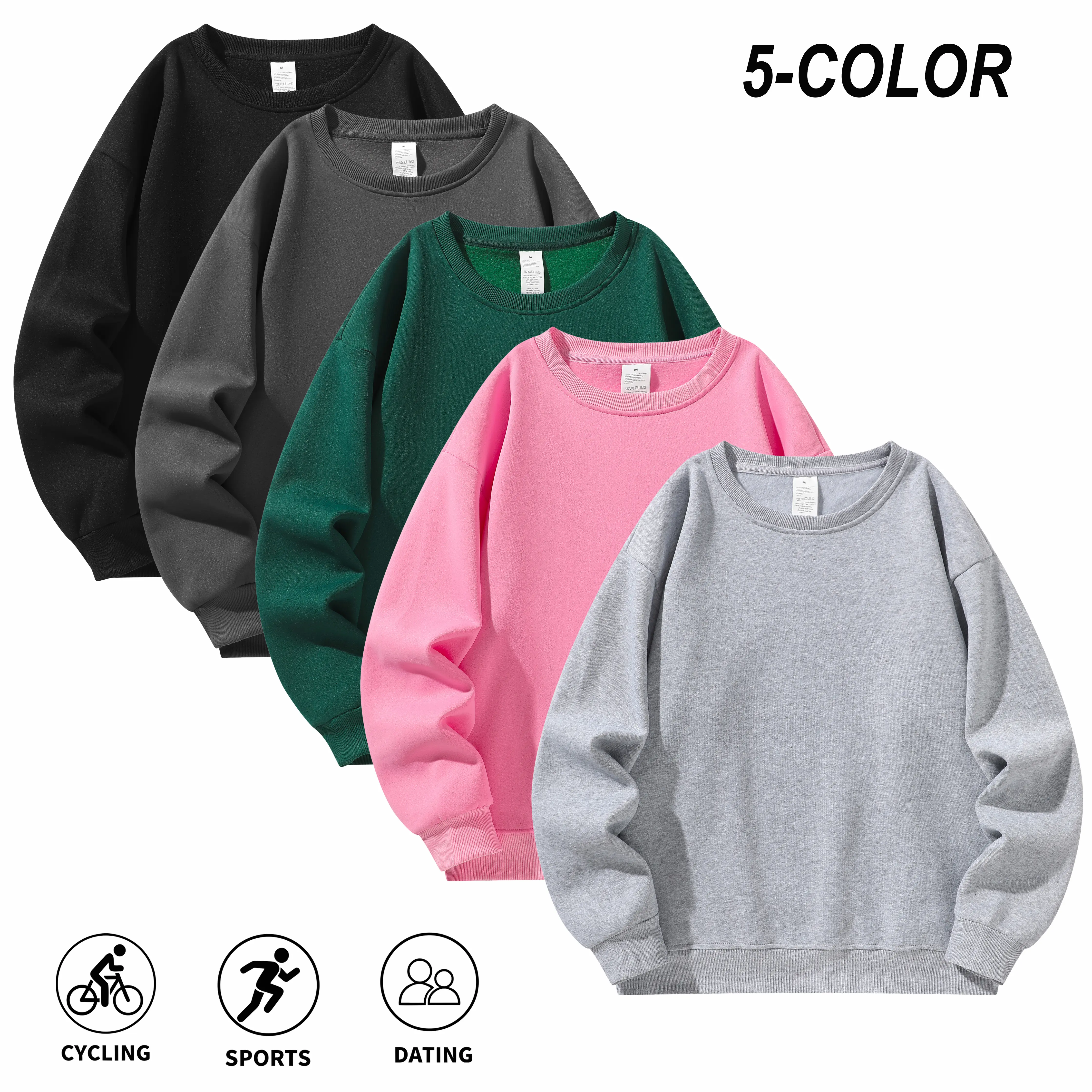 3-Pack Men’s Crewneck , Solid Loose Fit Long Sleeves – Soft Casual Menswear, Everyday  for Gym & Sports, Tops, Round Neck, Men’s  fall warm    quarter zip drippy clothes vacation outfits big tall