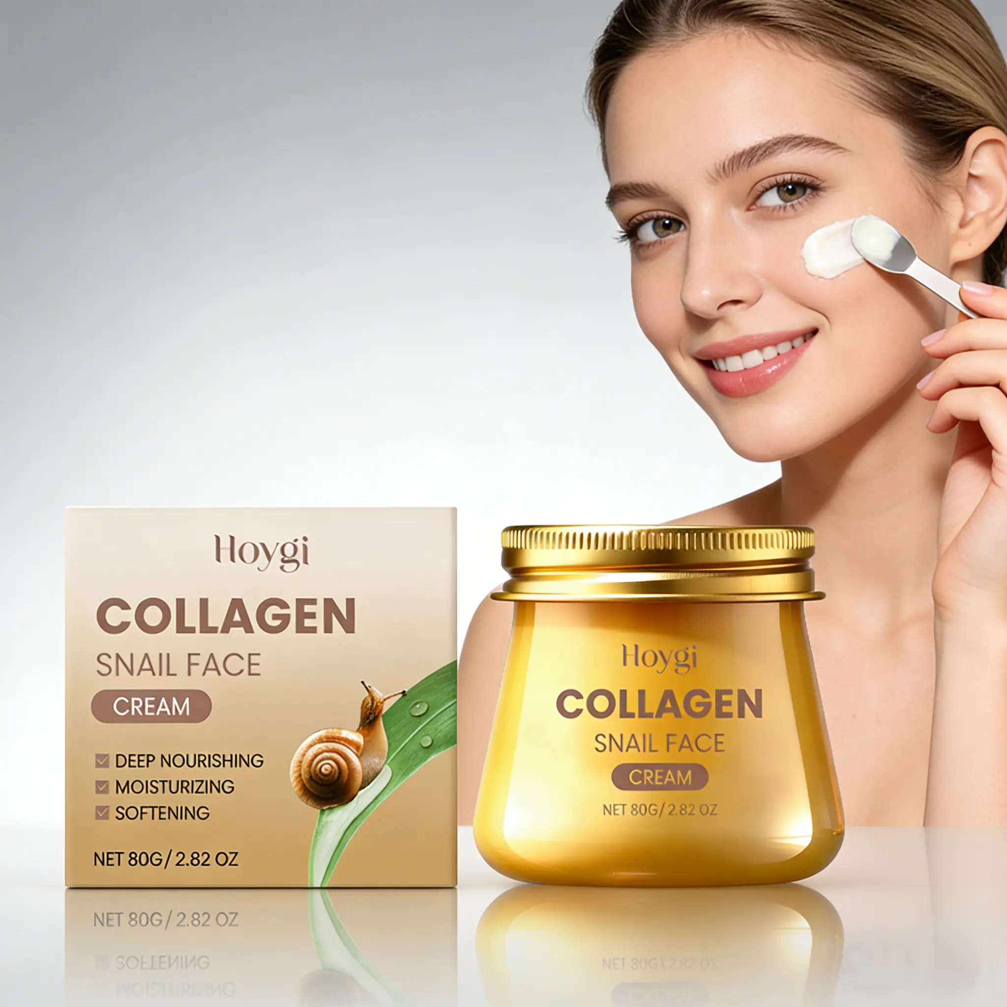 Snail Collagen Blend Face Cream with Vitamin C&E, Glycerin - 60g Regular Edition Moisturizing Revitalizing Moisturizer for Adults, Non-Sticky 24-Hour Hydration, Youthful Glow, All Skin Types, Jar