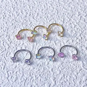8mm Horseshoe Nose Ring (1-Pack) – Internal Spiral Grooves for Gemstone Setting, Free Ball Fixation & Secure Clamping