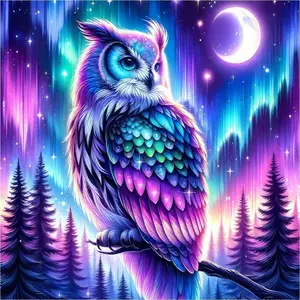 Owl Pattern DIY Diamond Arts Colorful Painting Kit without Frame, Craft, DIY 5D Diamond Arts Colorful Painting Kit, Wall Art Decor for Home Living Room Bedroom, Galaxy