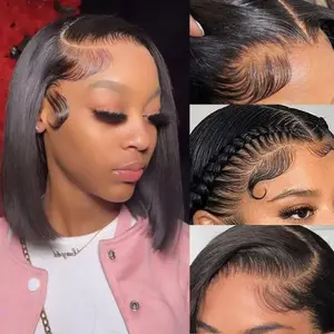 Beautyforever Glueless Bye Bye Knots 7x5/13x4 Pre Cut Lace Straight Bob Put on and Go Pre Bleached Knots Wigs