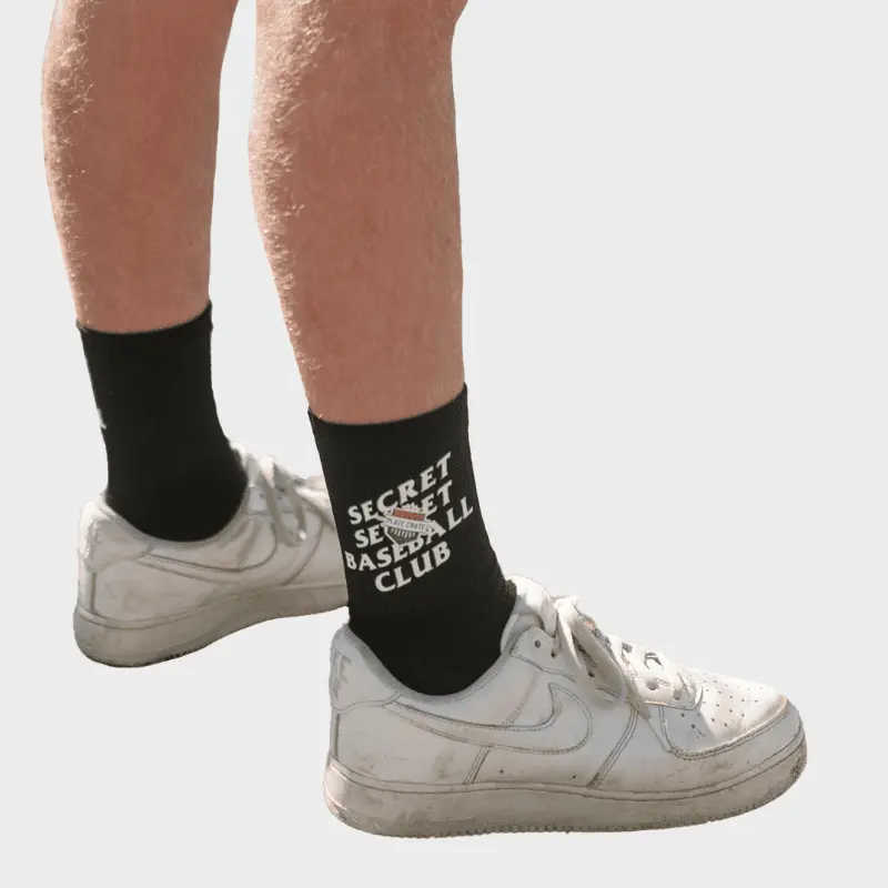 Sports Socks with Baseball Element, Athleisure Cotton Blend Crew Style with Abrasion Resistant & Lightweight No-Slip Fit, Abrasion Resistant Sports Socks, Athleisure Sports Socks