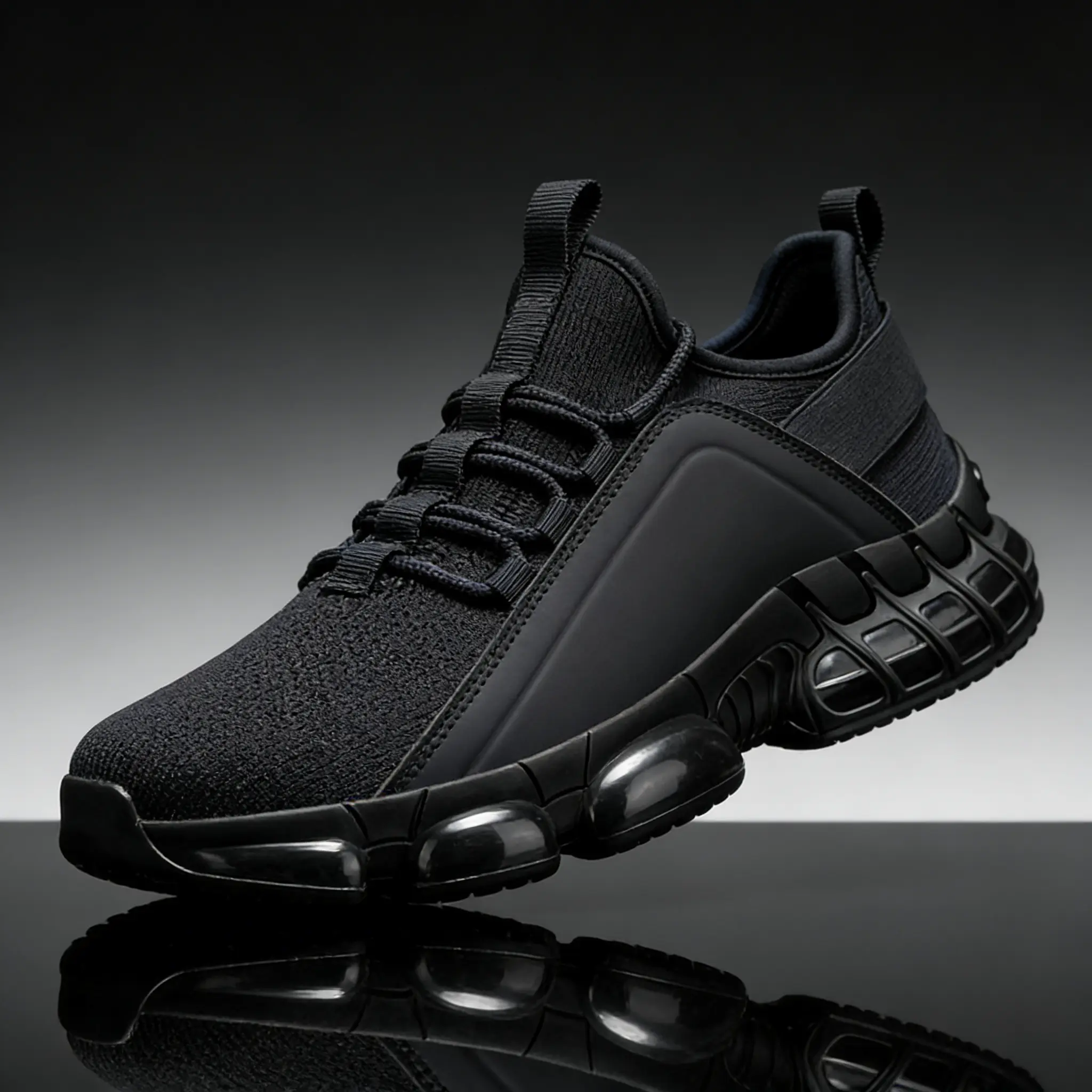 Men’s Chunky Flyknit Breathable Runner Shoes - 5cm Thick Height Increasing Sole, Lace-up, Slip-Resistant Tread, Round Toe, All Seasons Lightweight Casual Trainers, Activewear & Business Compatible