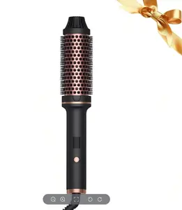 Hot Brush 1.5" Dual PTC Heated Round Brush - Negative Ion Technology for Curly and Straightening Hair - 3-in-1 Curling and Blowout Brush (Bl