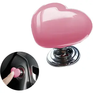 Car One-Touch Start Button with Push-to-Start Rocker Lever, Engine Start/Stop Joystick, and Full Metal Ball-bar Starter Cover for Decorative Accessories (Diamond - Transparent)