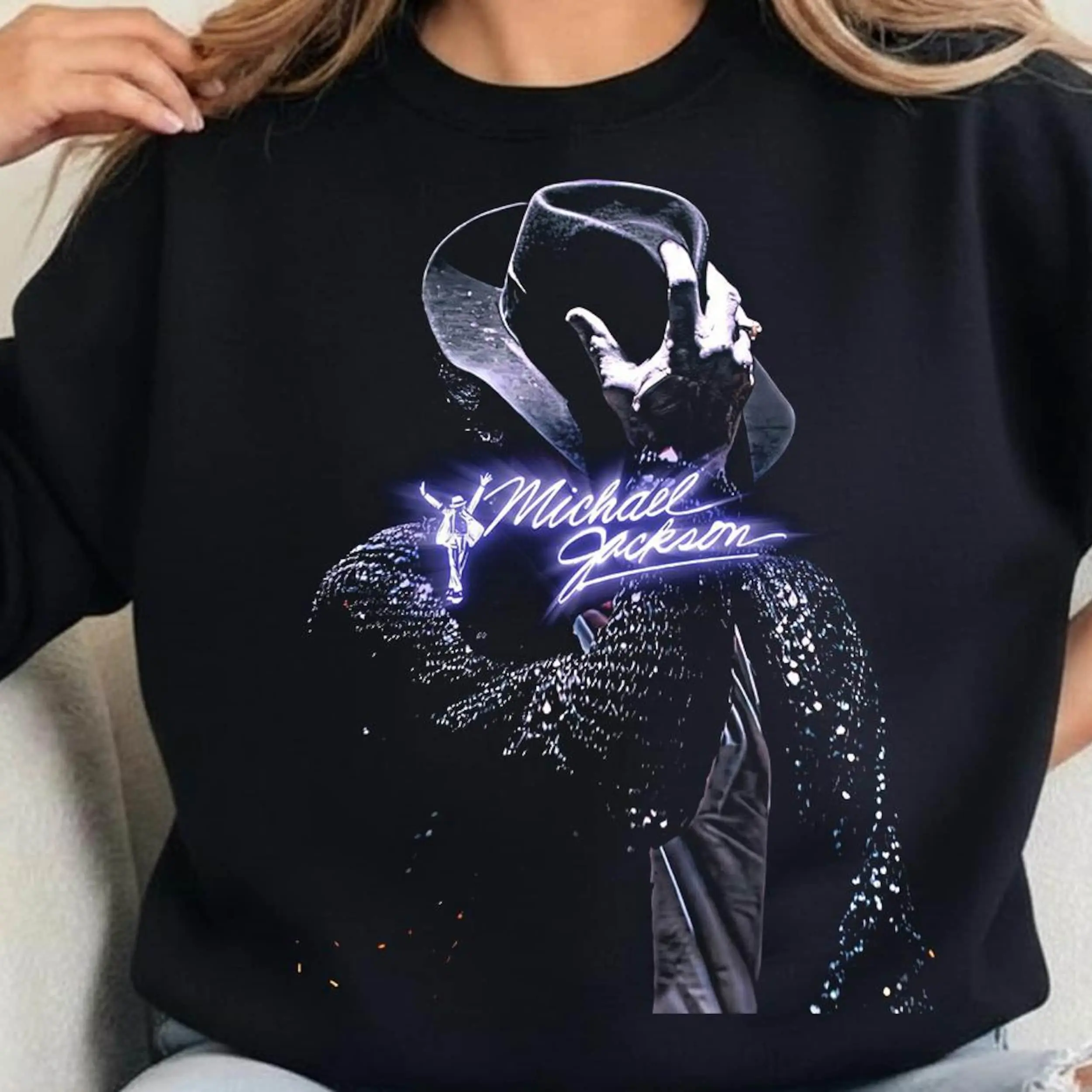 Michael Jackson Halftone Graphic T-Shirt, King of Pop 90s MJ Sweatshirt, Retro MJ 90s Music Pullover Hoodies, Gift for Fans
