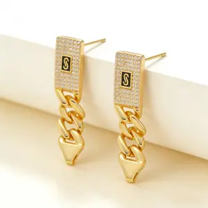 Luxury Cuban link earrings  Perfect as a graduation gift, bridesmaid gift, or for anyone who loves hip-hop style   Sweet, shiny, and full of love - these 18K gold plated diamond S-shaped earrings are truly the perfect gift.