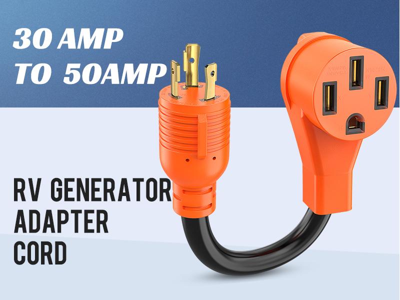 Nilight RV Generator Adapter Cord 30Amp to 50 Amp 3 Prong Pure Copper Heavy Duty Twist Lock Male Plug 10 Gauge Wire L5-30P 14-50R 30M/50F for RVs Camper Caravan Van Trailer
