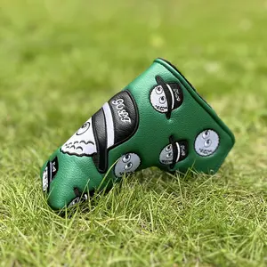 Durable PU Super Soft Embroidered Golf Club Cover, L-Shaped Waterproof Magic Buckle Closure, Cartoon Fisherman Pattern Series