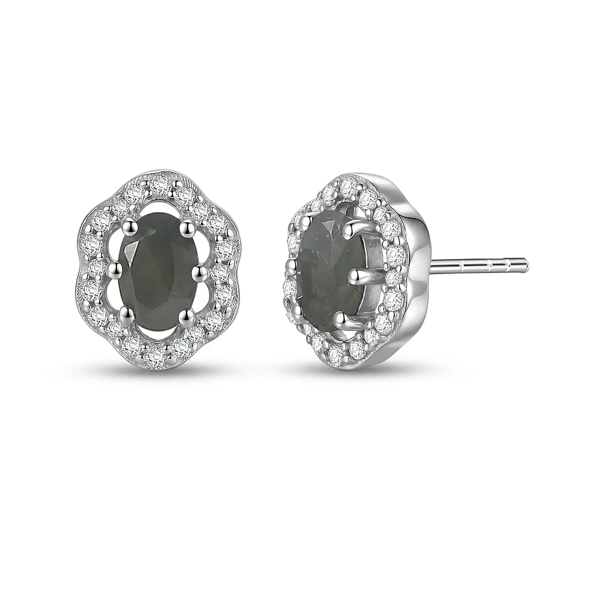D'Joy Narsipatnam Alexandrite, Moissanite Earrings in Rhodium Over Sterling Silver 0.75 ctw