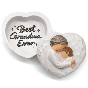 Best Grandma Ever Figure Small Keepsake Box Grandma Gifts - Mothers Day Birthday Gifts for Nana from Granddaughter, Nana Gifts Hand-Painted Resin Jewelry Keepsake Box