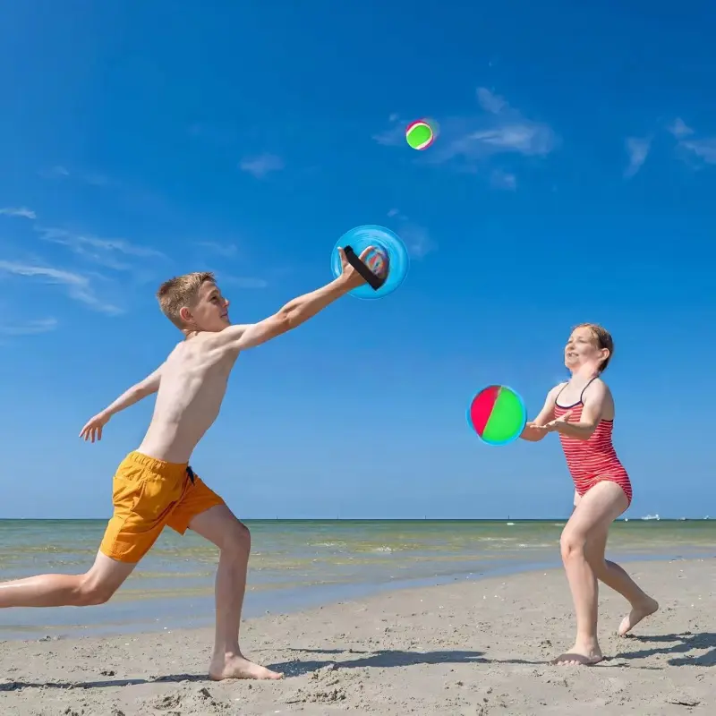 Throwing and catching toy kit, children's outdoor sticky cricket game, beach backyard toy, including 2 rackets and 1 ball, suitable for parties, camping and family swimming pools.