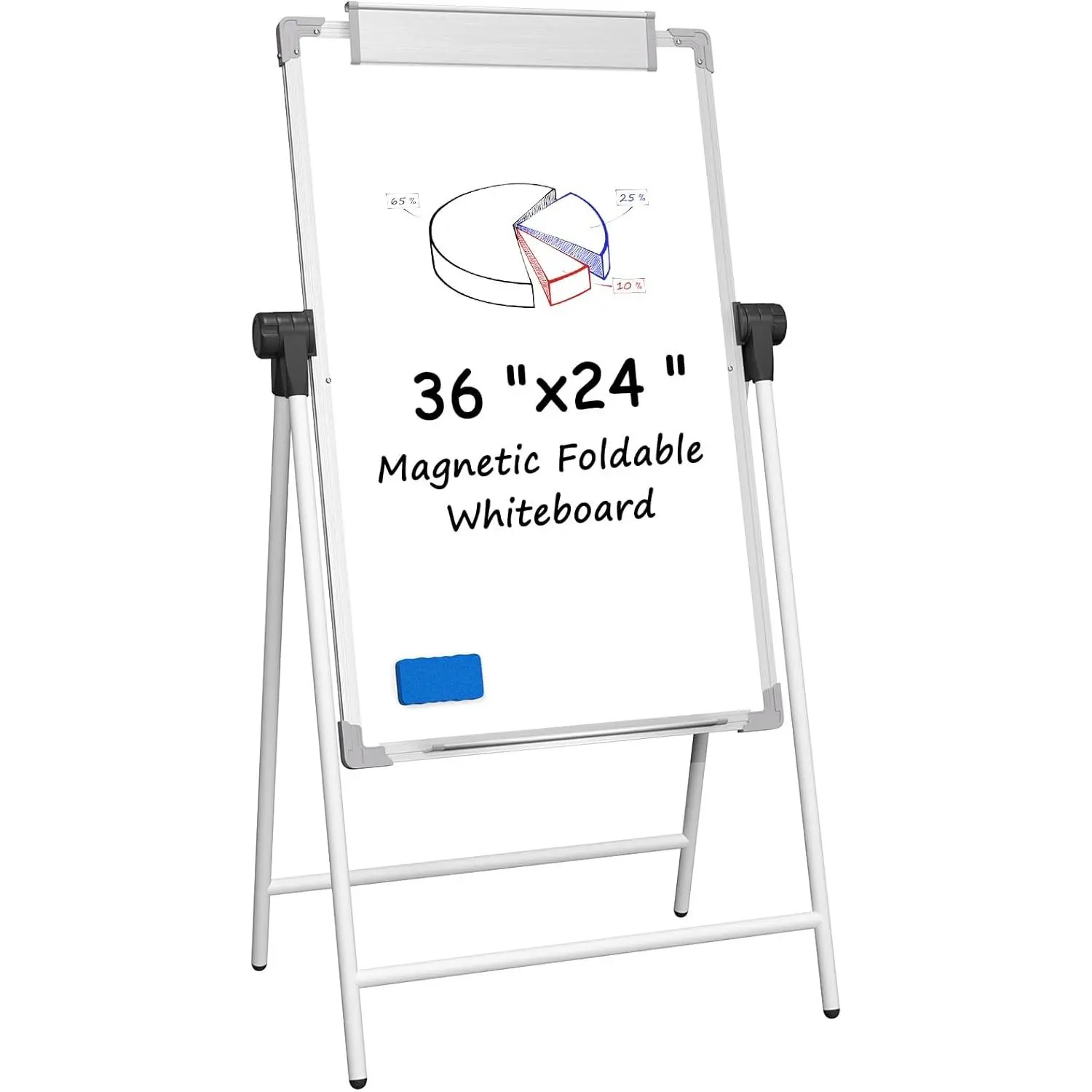 MaxGear 36"x24" Freestanding Magnetic Easel Whiteboard - Double-Sided Dry Erase Board with Adjustable Height Stand, Aluminum Alloy Frame, Built-In Marker Tray, Easy Mobility, No Installation, Durable, Versatile for Office, Classroom & Home Use, Adults, Ma