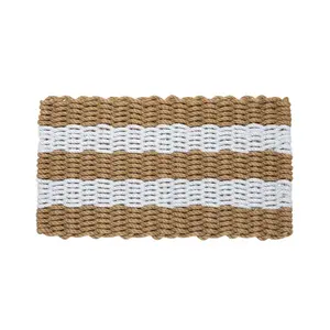 Lobster Rope All-Weather Doormat - Tan and White Classic Style Entrance Doormat