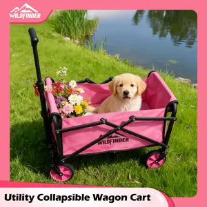 【New Arrival】330 lbs Heavy-Duty Foldable Wagon, Lightweight Collapsible Cart with Wheels, Flexible Handle Utility Wagon for Garden Work, Camping, Sports & Grocery Runs