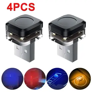 USB Car Interior Atmosphere Lamp, 4 Counts Universal Mini LED USB Lights for Car Decoration Lighting, LED Decorate Lights for Car, Home, Office, Car Decorative Light