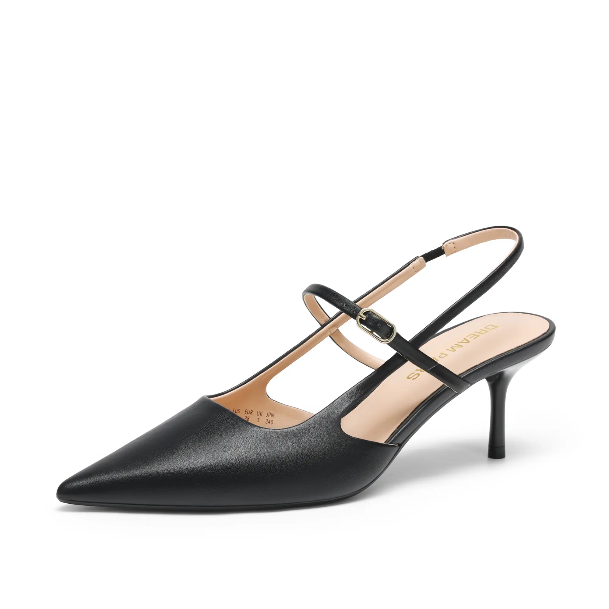 Dream Pairs Women's Mary Jane Kitten Heels, Chic Pointed Toe Slingback Pumps with 2.36" Heel and Adjustable Strap for Dress, Party, Walking Shoes, Heels For Women