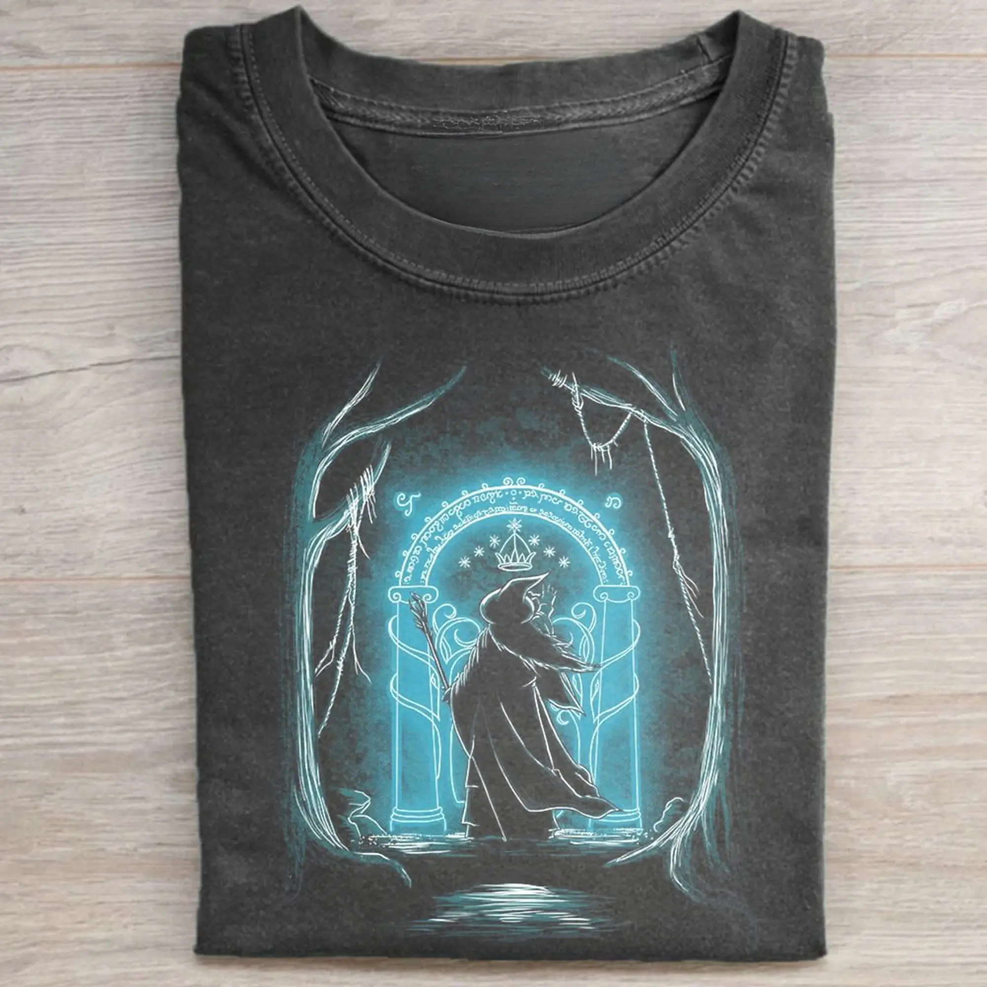 Gildan Men's Lord of the Rings Doors of Durin Graphic Tshirt, Shortsleeve Cotton Streetwear Style, Casual, Menswear