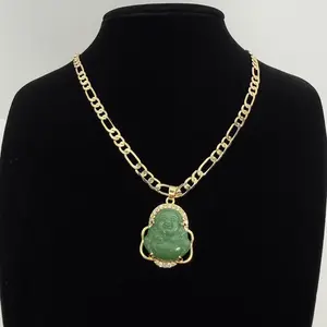 Buddha Necklace 14k Gold Plated No Fade Elegant Jade