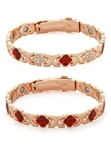 2 Pcs Women's Pure Copper Magnetic Bracelet, Cuff Bangle, 3500 Gauss Strong Magnet Design, Ideal Gift for Female Elders' Birthday