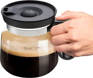 16 Oz Coffee Pot Mug,Mini Coffee Pot Cup,with Spill Proof Lid Heatproof Glass Mug Large Capacity ideal Gift for Coffee Lovers