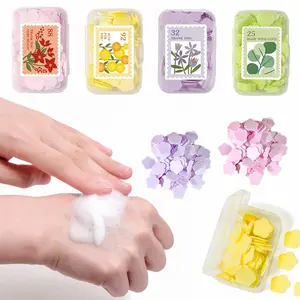 Disposable Soap Tablet, 4 Boxes Portable Hand Washing Soap Tablet, Mini Petal Hand Washing Tablet for Business Trips, Hand Cleaning Product
