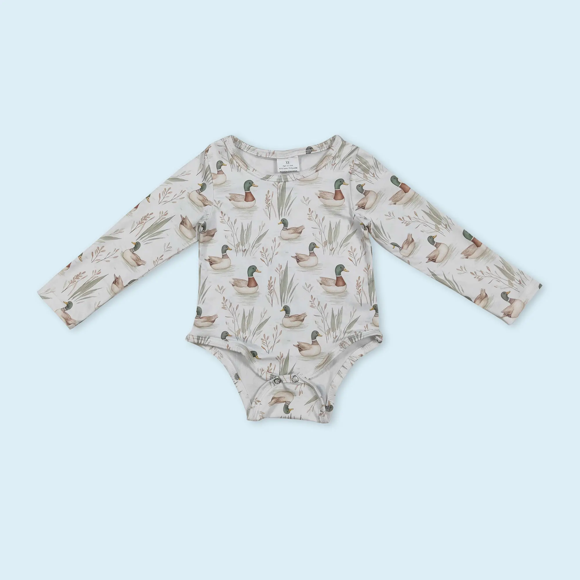 Duck print hunting season baby boy romper