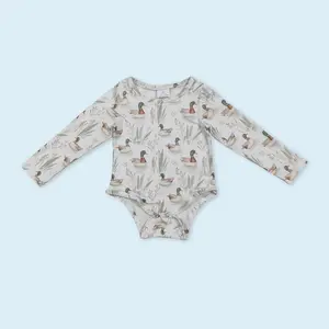 Duck print hunting season baby boy romper