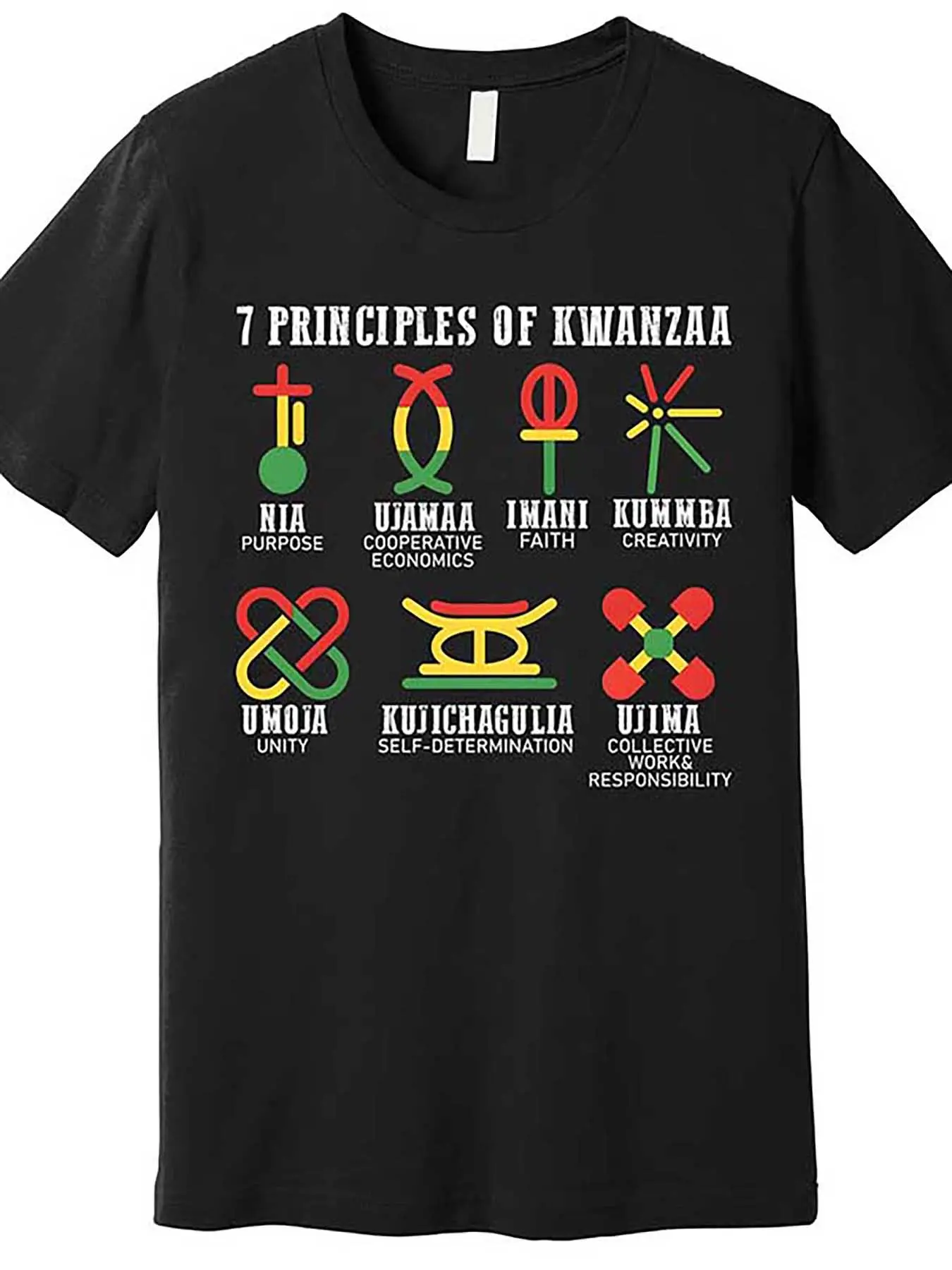 Men's 7 Principles Of Kwanzaa Graphic, Graphic T-s unisex soft cotton short sleeve t shirt, vintage graphic casual tee for men women teens, perfect birthday holiday gift for camping travel gym daily street casual wear