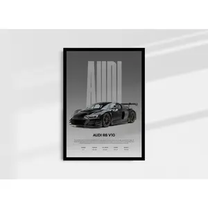 Audi R8 Poster – Car Guy Gift, Car Wall Art Print, Product without frame