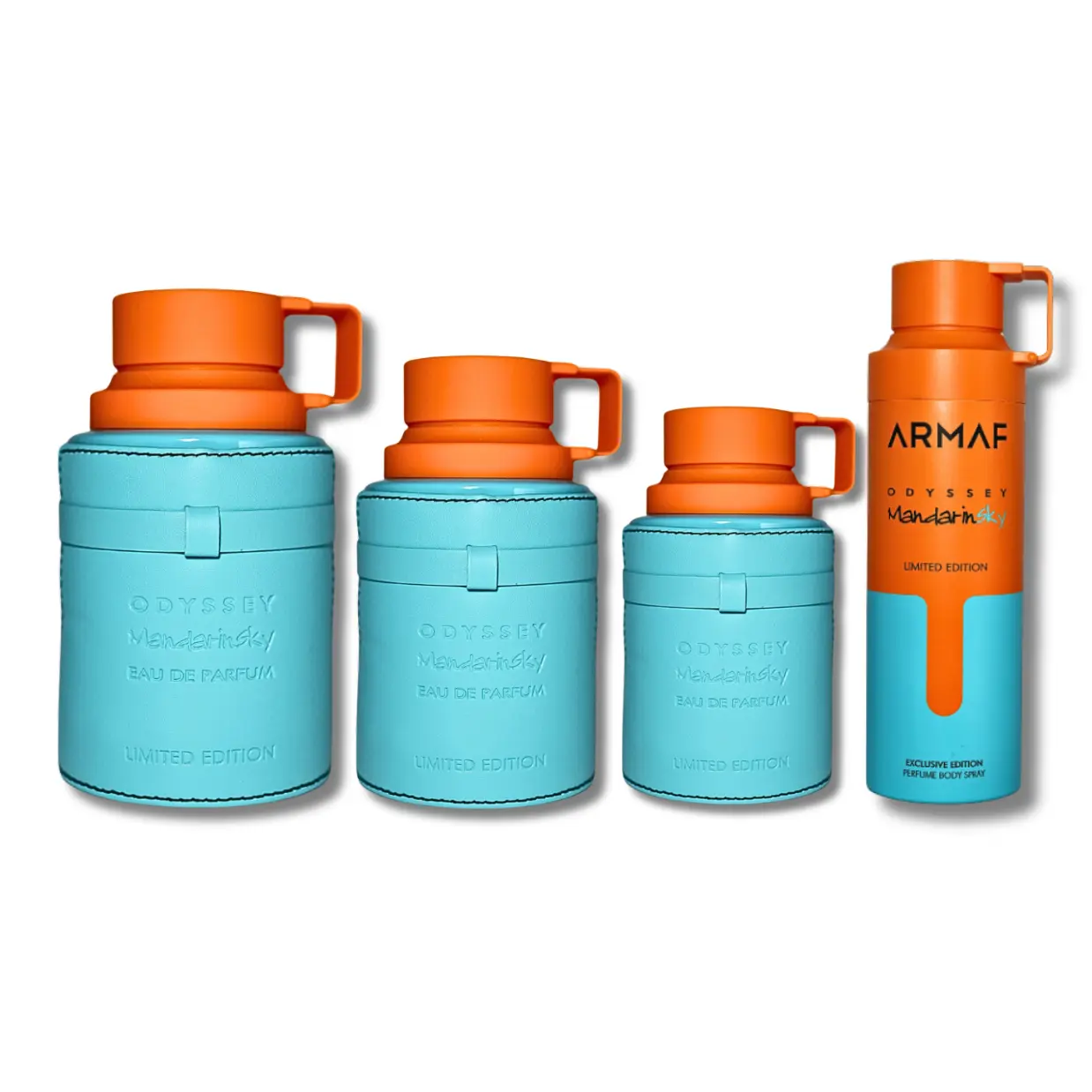 Armaf Odyssey Mandarin Sky Men's 4-Piece (Multi-Pack) Premium EDP Spray Gift Box - Mandarin Orange, Citrus Caramel, Sage & Saffron Notes, Contains Alcohol, Long-Lasting, Signature Scent, Limited Edition, 6.8fl.oz Deodorant & Body Care Items, Adults
