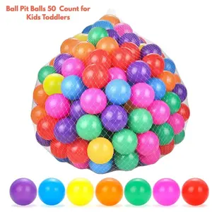 Ball Pit Balls 50 Count for Kids Toddlers, Crushproof BPA Free Plastic Play Balls, Colorful Baby Playpen Balls for Indoor Outdoor Use Easy Clean