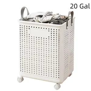 Plastic Laundry Basket with Wheels & Handle, 75L Heavy Duty Foldable Laundry Hamper – Easy Clean Waterproof Rolling Organizer for Bathroom & Laundry Room