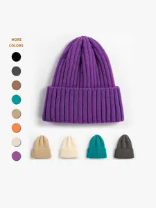 Unisex Knitted Beanie Hat, Korean Style Simple Design, Warm Windproof Cotton Wool Blend, Adult Daily Use, Fall Winter Outdoors