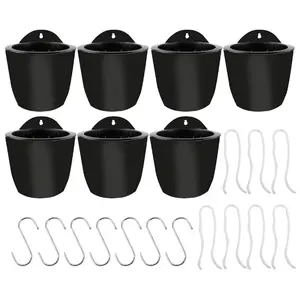 dealsforyoudays Netuera 7Pack Self-watering Plant Flower Pot Wall Hanging Plastic Planters with Hook
