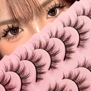 Natural False Eyelashes, Cosmetic False Lashes, 7 Pairs Manga Look Faux Cluster Lashes Fluffy Eyelash Clusters Strip Lashes for Lash Extensions, Volumized False Eyelashes