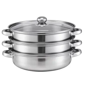 5.0-quart stainless steel steamer, 2/3-tier steamer with lid, ideal for steaming vegetables, seafood, soups, stews, and pasta, dimensions: 11 x 6 inches