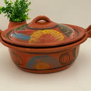 Cazuelas Michoacan:vintage clay rice cooker with lid lead free.