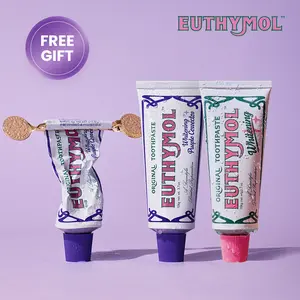 [Exclusive FREE Gift] Euthymol Whitening Set & Free Squeezer – Removes Coffee & Tea Stains, Brightens Teeth, 1100ppm Fluoride for Cavity Protection, Korean Oral Care