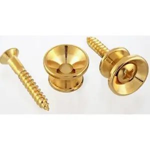 2 Gold Strap Buttons For Guitar