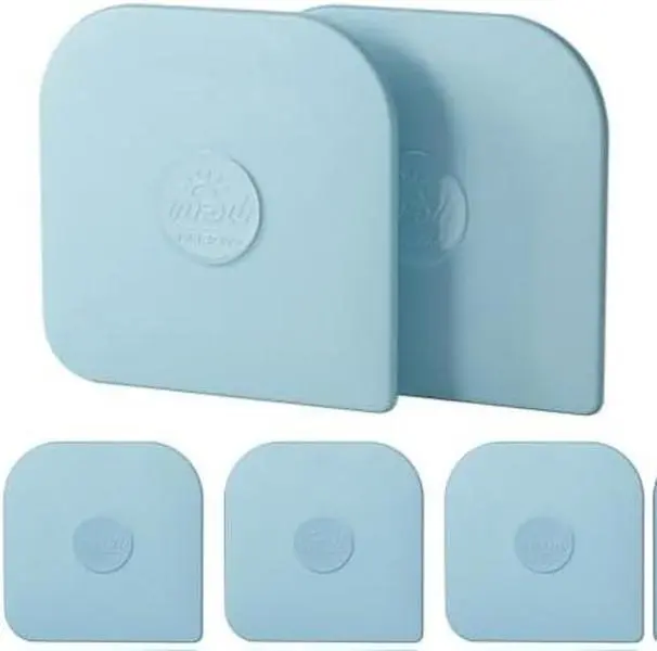 Food-Grade ABS Plastic 5-Piece Pan Scraper Utensils Set, Non-Scratch Long-Lasting Pad/Scrubber with 4-Size Angles for Cast Iron Cookware, Dishes & Dough Cutting - Aqua