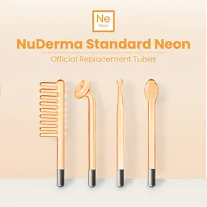 Official NuDerma Standard Glass Attachments Replacement Wands for High Frequency Machine by Pure Daily Care