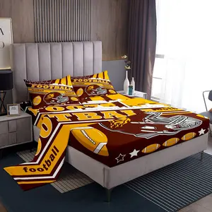 Football Bed Sheets Set,Boys Washington Sheet Set,Football Gifts for Football Fans Football City Sheets,Rugby Sports Bedding Set
