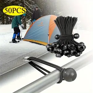 A Set of 60/50 Pcs Heavy Duty Bungie Cord,6 Inch Canopy Tarp Tie Down Bungee Balls Cords with Balls for Camping,Shelter,Cargo,Tent Poles UV Resistant,Christmas Party Gifts,Tools & Hardware