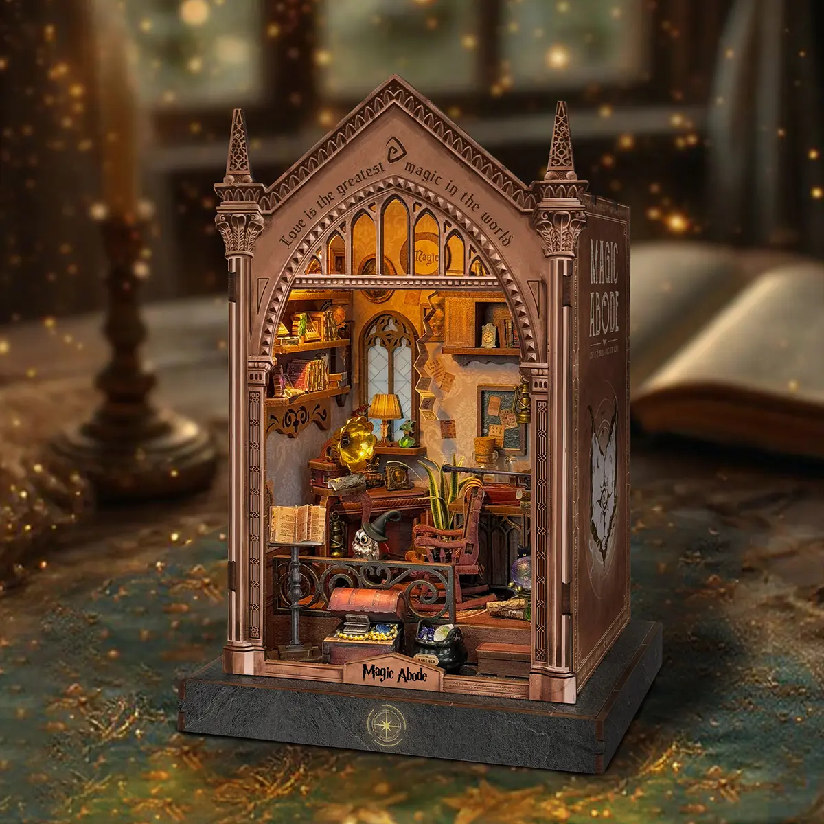 Magic Abode Book Nook Kit for Adults | DIY Miniature House Kit with LED Lights, Bookshelf Decor, Creative Gift for Book Lovers & Craft Enthusiasts