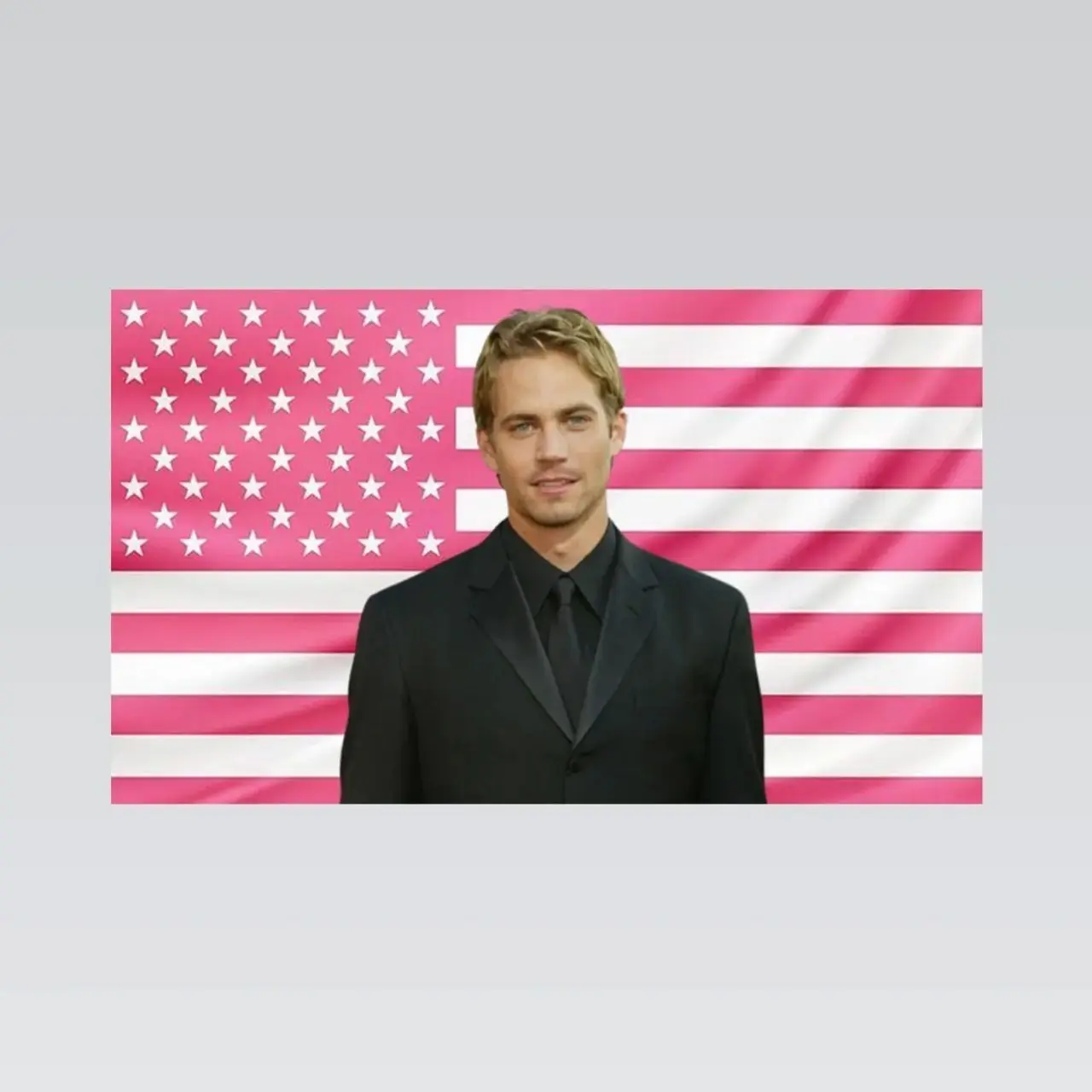 Paul Walker Pink American Flag Tapestry – Fast & Furious Wall Art Decor | Actor Fan Room Flag | Aesthetic Pink Bedroom Decor Lightweight Indoor Wall Art
